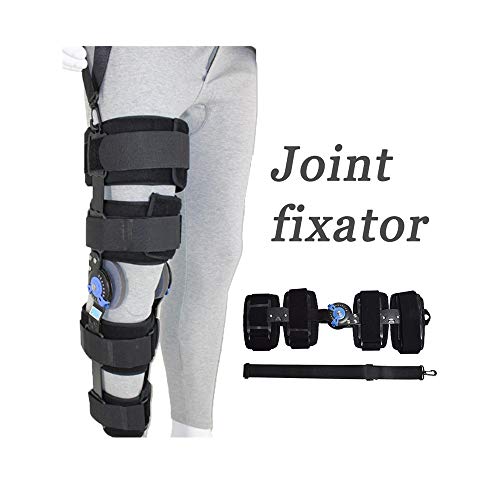 DZTZ Hinged Knee Brace ROM Knee Immobilizer Brace Leg Braces Orthopedic Patella Knee Brace Knee Immobilizer Brace Support Orthosis, Adjustable for Left Leg and Right Leg, Black (S, Black)