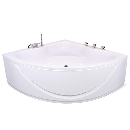 Eckbadewanne 140 x 140 cm extra stabil mit Untergestell 140x140 cm Modell: Koeln + Armatur + LED