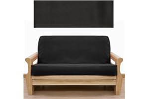 SlipcoverShop Solid Black Futon Cover Queen 400