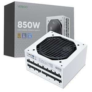 Vetroo 850 w電源デュアルpcie 5.1 atx 3.1対応 80 plus goldフルモジュラ 静音動作 ホワイト