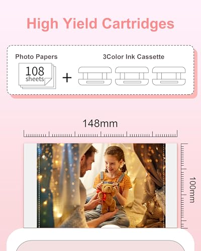 Compatible with Canon Selphy CP1300 Photo Paper, KP-108IN 3115B001(AA) | Compatible with Canon Selphy CP1500 CP1200 CP1000 CP910, 3 Printer Cartridges and 108 Paper Sheets (100 x 148 mm)