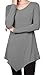 [DRSKIN] Women Handkerchief Hem Long Sleeve Tunic Top (XL, Gray)
