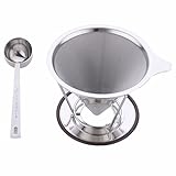 Ziselu Stainless Steel Pour Over Coffee Maker, Filter Cone and Holder, Micro Filter Coffee Dripper and Coffee Scoop
