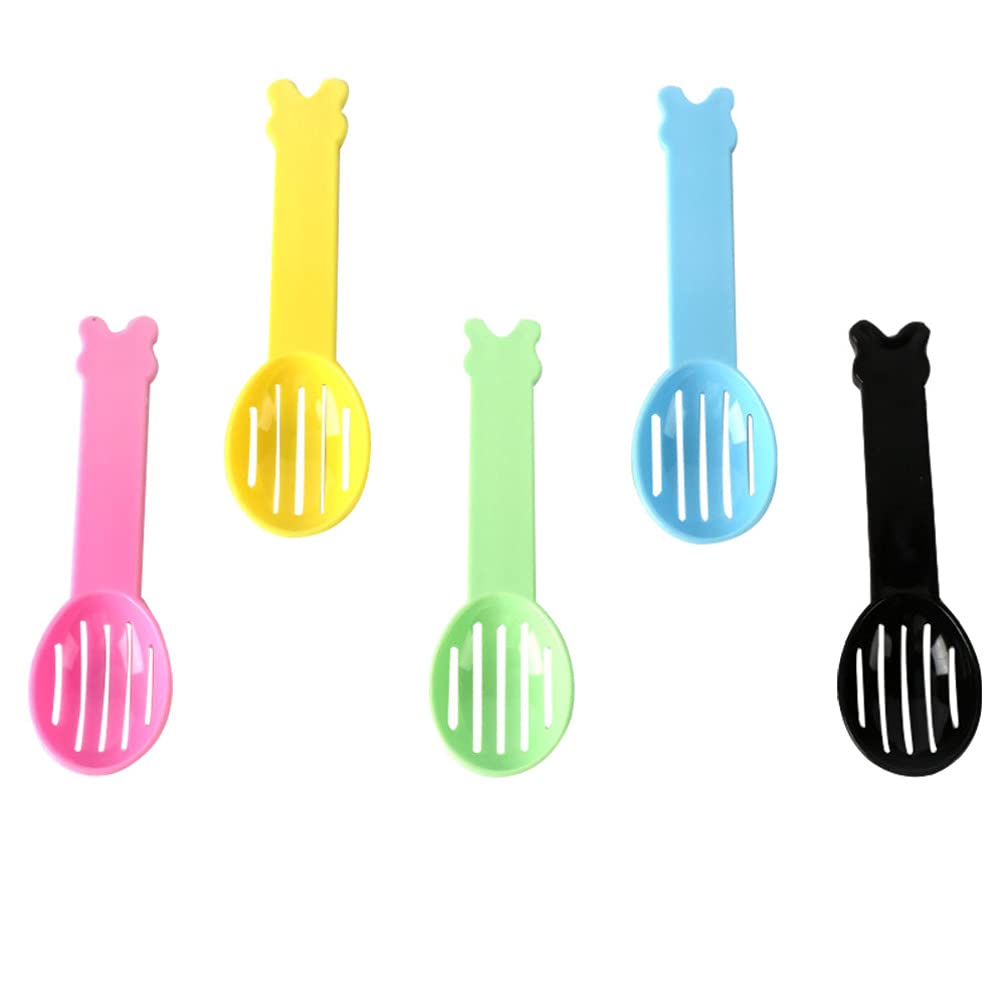 POPETPOP 5pcs Hamster Poop Scooper Plastic Small Animal Litter Scoop Sifter Bathing Sand Scoop Cleaning Tool for Chinchilla Rat Gerbil Dwarf Hamster Mouse