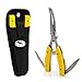 Freehawk Multi Function Stainless Steel Fishing Pliers Curved Nose Scissors Braid Cutters Hook Removers Fishing Line Cutters with 2 Small Blades in Yellow with Nylon Sheath
