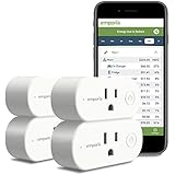 Emporia Smart Plug with Energy Monitor | 15A WiFi Smart Outlet | Emporia App | Alexa | Google | ETL Certified (Package of 4)