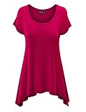 CTC Womens Round Neck Short Sleeve Asymmetrical Hem Tunic Tee - Made in USA