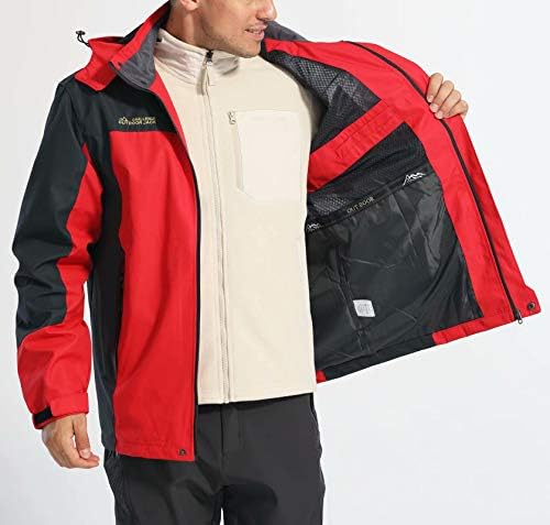 Black hooded jacket with multiple pockets, adjustable features, and water-resistant material.