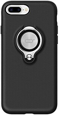 iPhone 7 Plus case Built in Magnetic Ring Holder Anti-Scratch Ring Grip Kickstand Shock Absorption 360 Degree Rotating bumper Sturdy,Three In One MultiFunctional (iPhone 7 Plus Black)