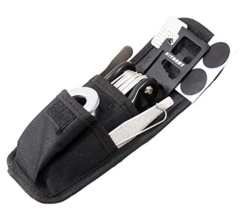 Kitbest Bike Repair Tool, 10 in 1 Bicycle Multi Tool Bike Chain Tool with Handy Bag, Included Spoke Wrench, Glueless Tire Tube Patches, Tire Lever Set