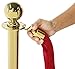 Set of Two Round Top Polished Brass Stanchion Posts with 6.5 Foot Red Burgundy Velvet Rope