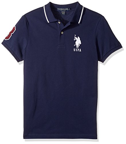 U.S. Polo Assn. Men's Slim Fit Solid Short Sleeve Pique Polo Shirt, 8030-Classic Navy, L