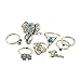 J.C Arts 8PCS/Set Antique Silver Plated Vintage Bohemian Turkish Midi Ring Set Steampunk Snake Turquoise Ring Knuckle Rings For Women Jewelry