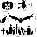 45 Pcs Halloween Wall Decals Large Removable Wall Stickers Black Window Clings Pumpkins Spooky Cemetery Castle Skeleton Spider Cats Ghost Candlestick Witch and Bats Tomb for Halloween Party Decoration