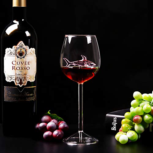 JGLASSMALL 2 Packs Shark Wine Glass Goblets - Fun Novelty Bar Gift for Wine Lovers Fancy Party Glasses
