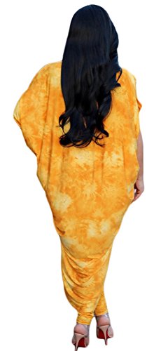 Womens 2 Piece Outfit Tie Dye Ombre Cardigan Outerwear and Pants Set yellow Medium