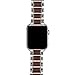 LDFAS Compatible for Apple Watch Band 44mm 42mm, Natural Wood Red Sandalwood Stainless Steel Metal Link Bracelet Strap Compatible for Apple Watch SE Series 6/5/4/3, Silver/Gold