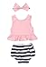 Baby Girl Summer Clothes Pink Blouse Top + Striped Shorts + Headband 3Pcs Outfit Set