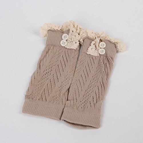 Ec Kids Baby Girl Crochet Knitted Lace Boot Cuffs Toppers Leg Warmer Socks (Khaki) - Thumbnail 2