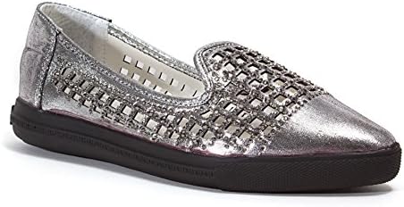 Lady Couture Rhinestone Sneaker With Laser Cut Fabric With Trim 40 Pewter