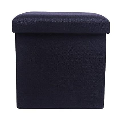 UberLyfe Foldable Ottoman Storage Box Cum Stool - Black (OTTO-001751-BK)