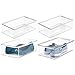 mDesign Plastic Closet Organizer Box Containers with Hinged Lid for Bedroom Shelves/Cabinets, Holds Flats, Sandals, Sneakers, Dress Shoes, Heels, Booties, and Wedges, Ligne Collection, 4 Pack, Clear