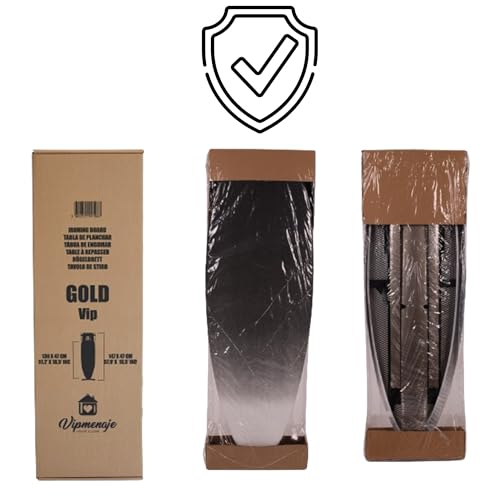 GoldVIP XXL Professional Ironing Board 130 x 47 cm – For Boiler Iron, Lightweight Anodised Aluminium and Stable Structure – Height Adjustable – Made in Europe