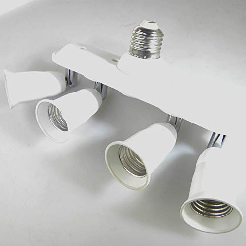 CACT CactusAngui Rotary Splitter E27 to 4 E27 LED Lamp Adapter Converter Bulb Base Socket Holder White