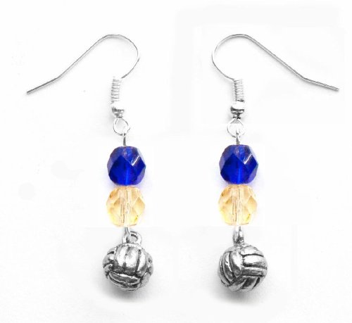 AttitudeArcade Water Polo Ball Water Polo Earrings (Team Colors Royal Blue & Gold) - Thumbnail 2