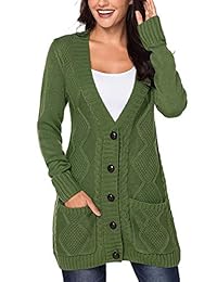 Blibea - Abrigos de manga larga para mujer, estilo informal, con botones
