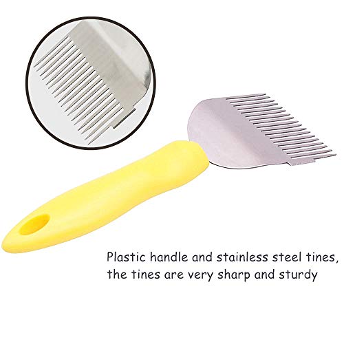 Stainless Steel Tines Uncapping Fork Tool with Plastic Handle - Beekeeping Equipment Bee Hive Hand Tool Beekeeper Tool（Yellow） - Thumbnail 3