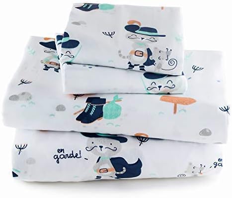 Roitom Kids Twin Bed Sheets, Cat in Boots, Fun 100% Natural Soft Cotton Sheet Set for Boys and Girls with Flat Sheet, Fitted Sheet, 2 Pillow Cases