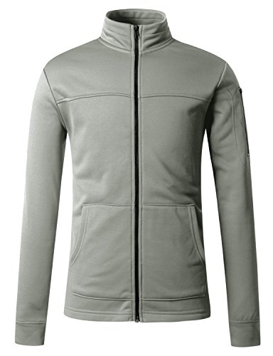 REGNA X mens front zip kangaroo track wine large fleece arm pocket jackets, Armpocket - Light Grey, Large