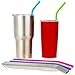 Kitchen Up Straws Set Extra Long, Regular Size Reusable Drinking Natural Bent Straw: 6 Silicone + 4 Stainless Steel Best 18/10 + 3 Brushes + 1 Travel Pouch