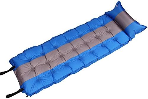 Sleeping Pads 2 in Thick Mixed Colors Points Self Inflating Picnic Mat Lightweight Foldable Beach Blanket For Camping Backpacking Tents Outdoor Waterproof Dampproof Sleeping Pad Air Mat (Blue + Gray)