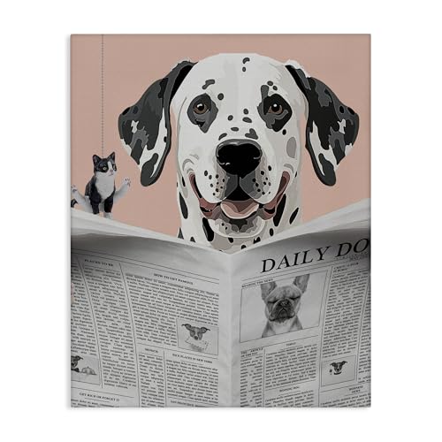 Stupell Industries Dalmatian Daily Bathroom Humor Canvas Wall Art design by Jes…