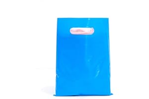 ysmile Small Blue Plastic Bag for Small Business Boutique Plastic Shopping Bag Store Retail Bag Die Cut Poly Bag with Handle Goods 100 ct 5.9"x7.8" Extra Thick 2.5 Mil