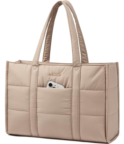 LOVEVOOK Laptop Handtasche Damen 17 Zoll, Groß Shopper Puffer Tasche Arbeitstasche Aktentasche, Tote Bag Women Handbags Lehrertasche Schultasche Schul