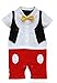 Baby Boy 3D Bowtie Photo Prop Romper Onesie Toddler Boy Cartoon Jumpsuit red