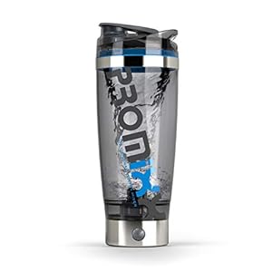 PROMiXX iX-R Protein Shaker Bottle (2020) | Rechargeable Vortex Mixer | Includes Built-in Supplement Storage & USB Charger Cable with Easy-to-clean 20oz Cup – Gray (Silver/Blue Trim)