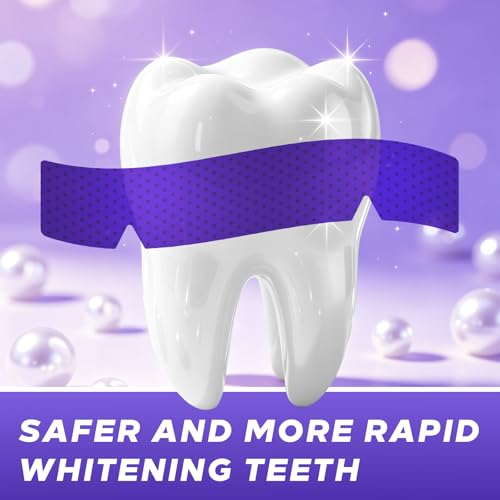 Purple Teeth Whitening Strips 14 Treatments - Enamel-Safe & No-Sensitivity & No-Slip Whitening Strips - Fast Teeth Whitening Result in 7 Days - Whitening Kit for Coffee, Wine Stains Removal