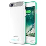 iPhone 8 Plus / 7 Plus Battery Case, Trianium Atomic Pro 4200mAh Extended Battery Charging Case Compatible with Apple iPhone 7 Plus and iPhone 8 Plus (5.5”) [ White/Turquoise] Power Juice Bank Case