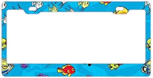 YEX Abstract Reef Sea Life License Plate Frame Car Tag Frame Auto License Plate Holder 12" x 6"