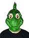 LarpGears Deluxe Novelty Latex Grinch Mask Christmas Halloween Cosplay Costume Party Funny Latex Animal Mask for Adult, Green, One Size