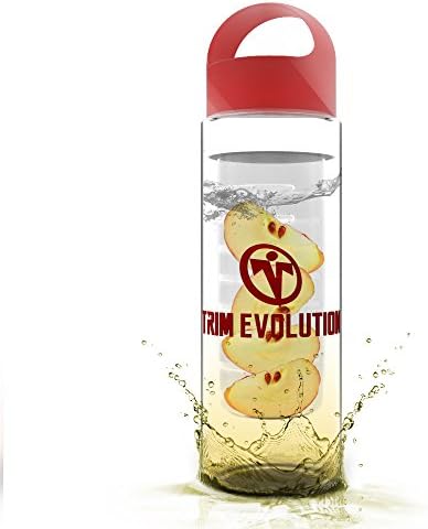 Trim Evolution Fruit Infusion Water Bottle For Use With Fruits, Vegetables &amp; Herbs, Premium Non-Toxic Plastic , Leak-Proof, Shatter-Proof &amp; Dishwasher-Safe, Affordable &amp; Reusable (Red)
