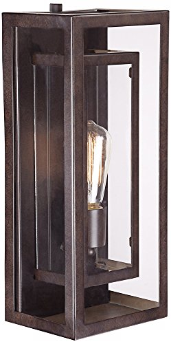 Double Box 15 1/2" High Clear Glass and Bronze Wall Light