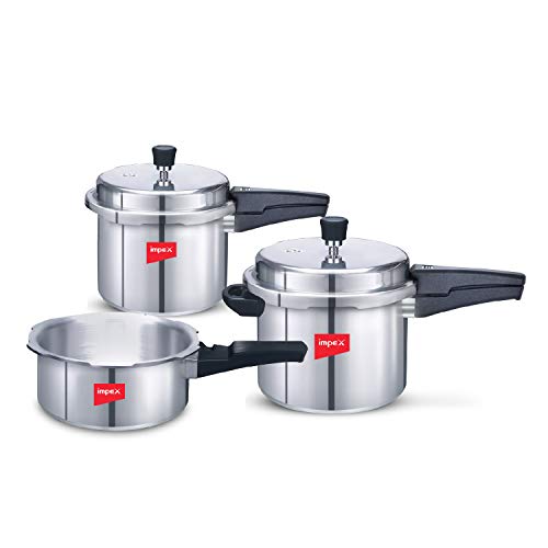 Impex IFC 235 Induction Base Aluminium Pressure Cooker Family Combo Set with Outer Lid (Silver, 2, 3 and 5 L) Impex IFC 235 Induction Base Aluminium Pressure Cooker Family Combo Set with Outer Lid (Silver, 2, 3 and 5 L)