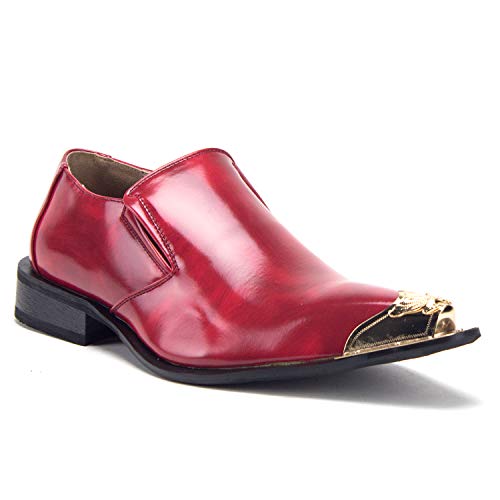 J'aime Aldo Men's Urban Metal Tip Slip On Dress Loafer Shoes, Red, 9