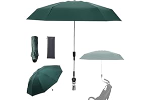 Nakazawa Clip-on Umbrella for Stroller Sunshade, Adjustable Steering Angle, Handle Included, Compact and Lightweight, Suitable for All Kinds of Strollers (Dark Green)
