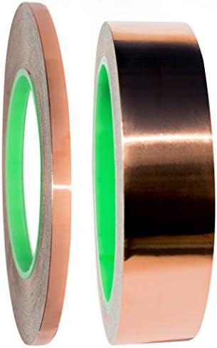 FREELY Copper Foil Tape, for Guitar & EMI Shielding, Soldering, Slug Repellent, Craft, Decorative - STRONG CONDUCTIVE ADHESIVE - 2 Pack (1 Inch x 15 Yards & 1/4 Inch x 40 Yards)